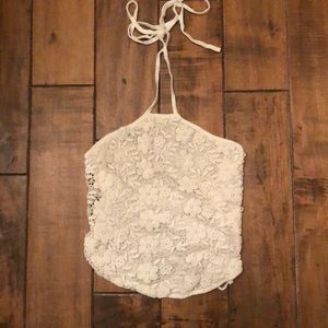 Lace Cross Back Halter Top